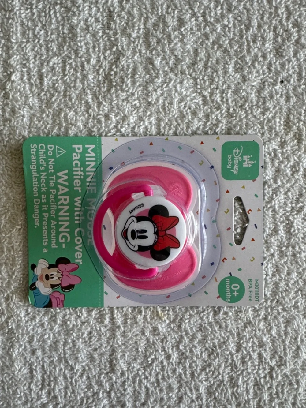 Disney Baby Minnie Mouse Pink Pacifier with Cover